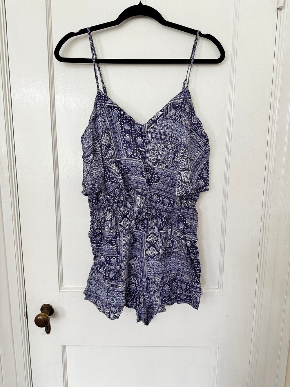 Cotton On Blue Mediterranean Print Romper/Beach Cover Up
